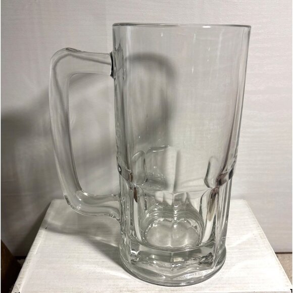 Glass Beer Mug 8" Tall Heavy-Duty Clear Handle Durable Classic Design 33oz - Picture 2 of 9